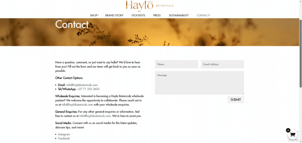 Contact Haylo Botanicals