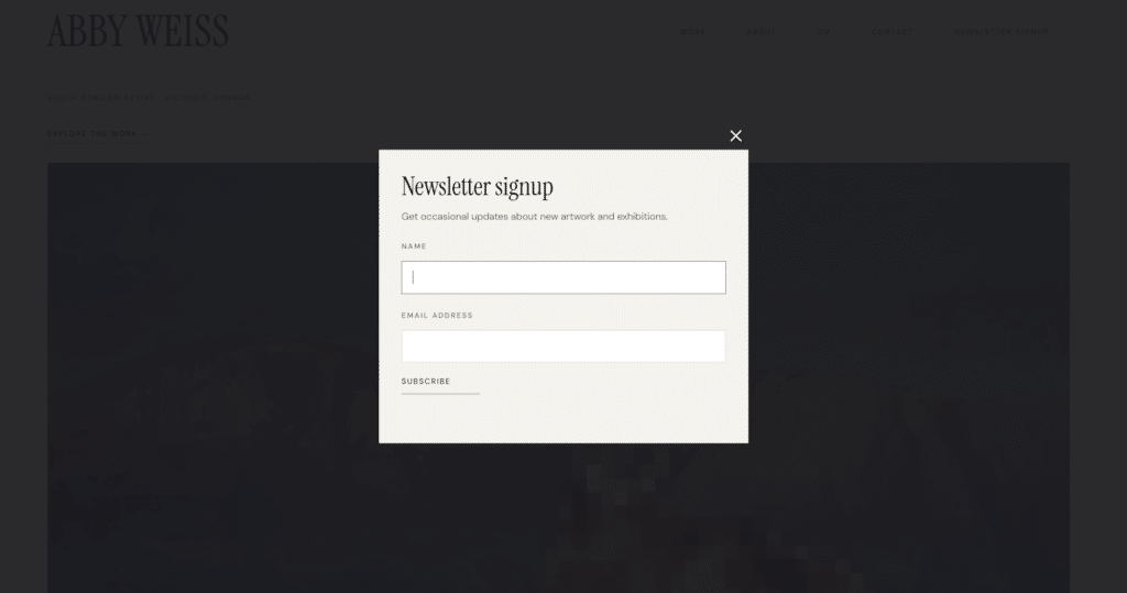 Abby Weiss Art - Newsletter signup
